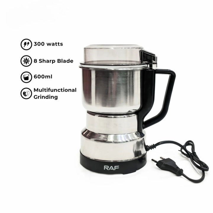 RAF Stainless Steel Electric Coffee Grinder – High-Power Bean & Spice Blender for Home Use