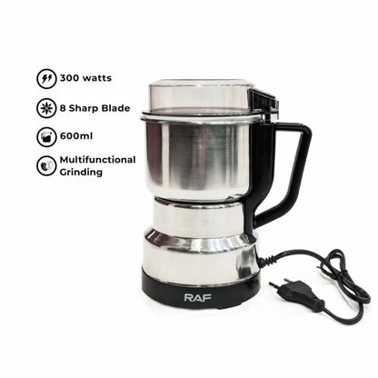 RAF Stainless Steel Electric Coffee Grinder – High-Power Bean & Spice Blender for Home Use