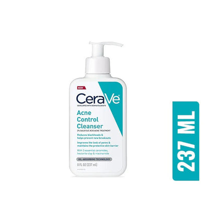 Cerave Acne Control Cleanser 237ml – Oil-Free Face Wash With Salicylic Acid For Acne Treatment, Pore Cleansing And Clear Skin