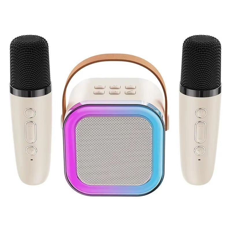 K12 Portable Bluetooth Speaker with Wireless Mic | RGB LED Lights | High Bass Rechargeable Karaoke Speaker for Kids, Home & Outdoor Parties