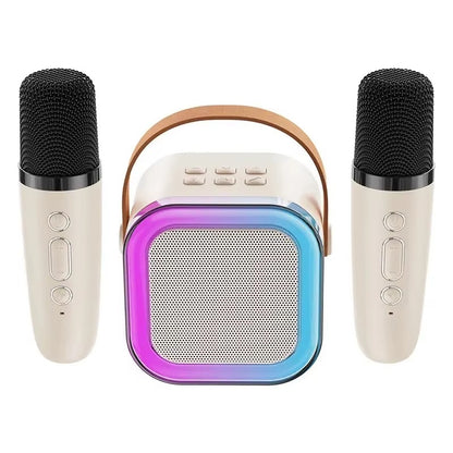 K12 Portable Bluetooth Speaker with Wireless Mic | RGB LED Lights | High Bass Rechargeable Karaoke Speaker for Kids, Home & Outdoor Parties