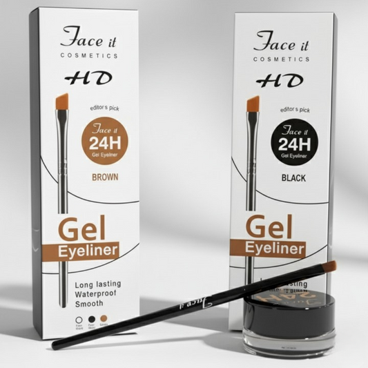 2 Pcs Face It Gel Eyeliner Set – Long-Lasting Smudge-Proof Gel Liner In Black And Brown Shades For Perfect Eye Definition And Professional Makeup Look