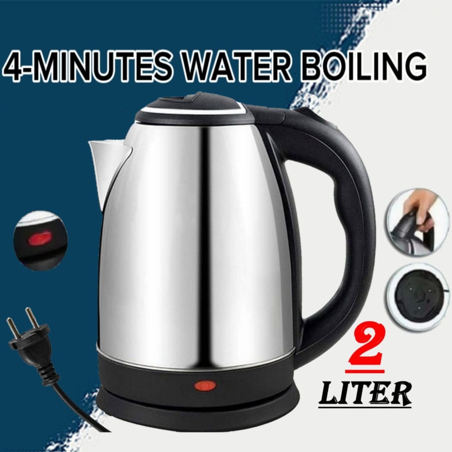 Automatic Electric Kettle 2.0L – Stainless Steel Hot Water Boiler With Auto Shut-Off, LED Display & Temperature Control (1000W, 220V)
