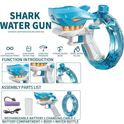 Rechargeable Shark Water Gun – High Pressure Electric Water Blaster Toy For Kids, Long Range Water Shooter, Fun Outdoor Summer Play (Random Color)