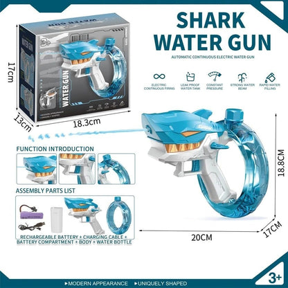 Rechargeable Shark Water Gun – High Pressure Electric Water Blaster Toy For Kids, Long Range Water Shooter, Fun Outdoor Summer Play (Random Color)